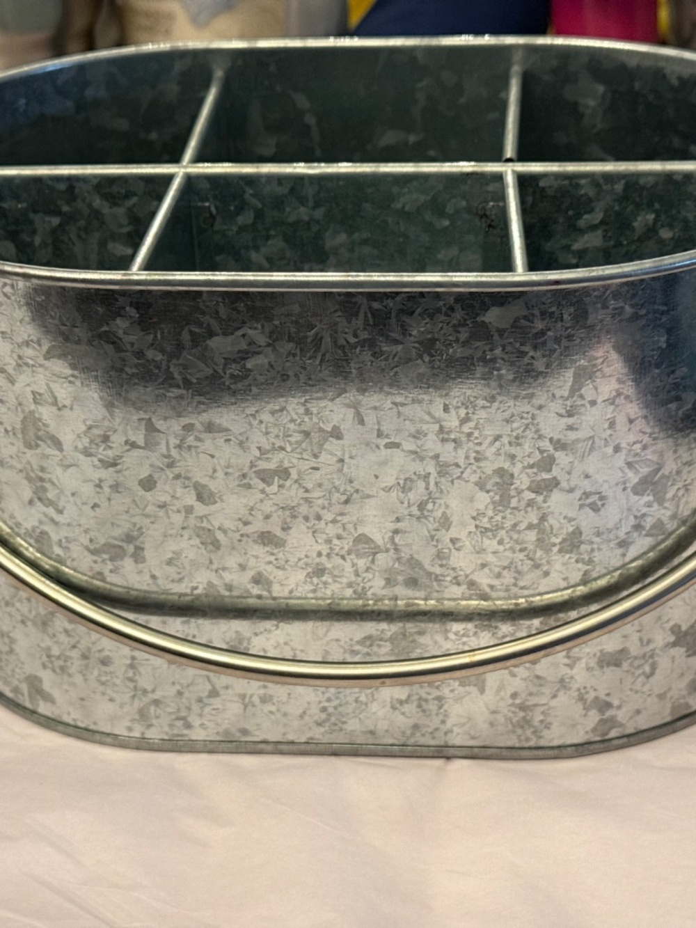 Like New Galvenized Silverware Caddy